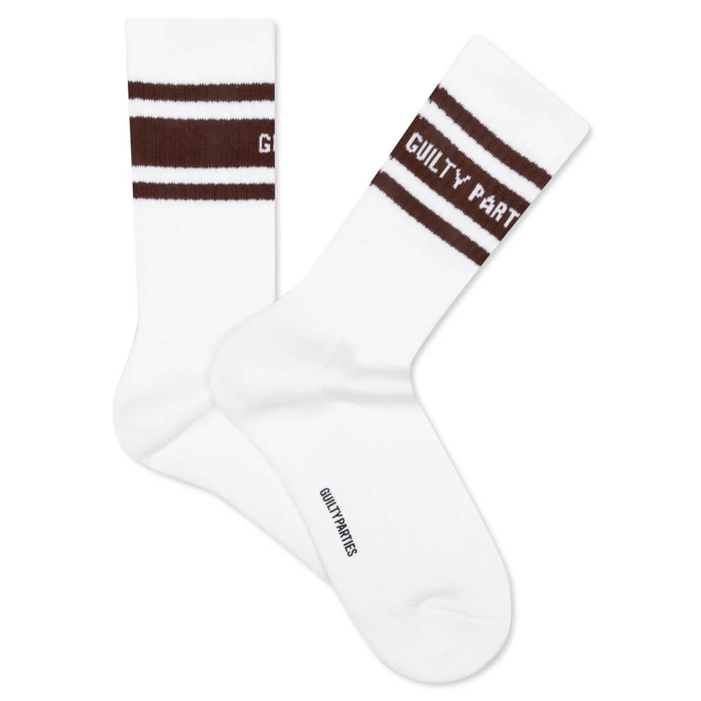 Skater Socks Type 3 - White/Brown 3 Skater Socks Type 3 - White/Brown
