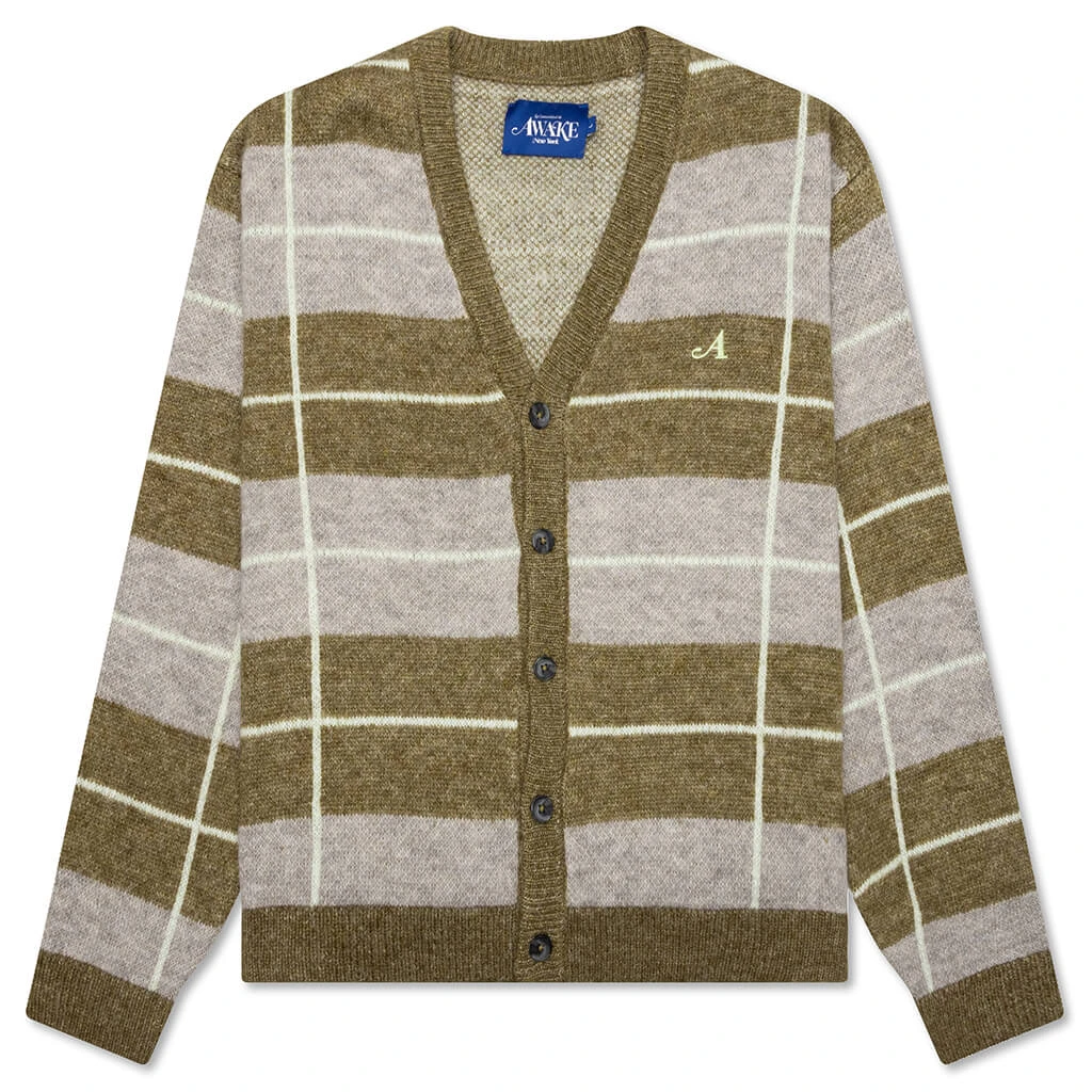 Windowpane Mohair Cardigan - Sage Multi 3 Windowpane Mohair Cardigan - Sage Multi