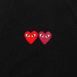 Double Heart Cardigan - Black -Fashion Clothing Store comme des garcons play double heart cardigan black 3