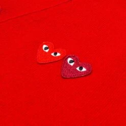 Double Heart Cardigan - Red -Fashion Clothing Store comme des garcons play double heart cardigan red 3