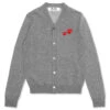 Duo Heart Cardigan - Grey -Fashion Clothing Store comme des garcons play duo heart cardigan grey