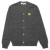 Gold Heart Cardigan - Grey -Fashion Clothing Store comme des garcons play gold heart cardigan grey