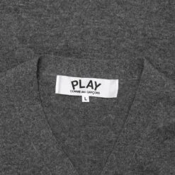 Gold Heart Cardigan - Grey -Fashion Clothing Store comme des garcons play gold heart cardigan grey 2