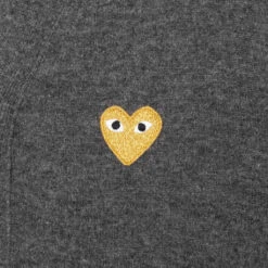 Gold Heart Cardigan - Grey -Fashion Clothing Store comme des garcons play gold heart cardigan grey 3