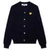 Gold Heart Cardigan - Navy 1 Gold Heart Cardigan - Navy -Fashion Clothing Store comme des garcons play gold heart cardigan navy
