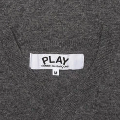 Gold Heart Sweater - Grey -Fashion Clothing Store comme des garcons play gold heart sweater grey 2