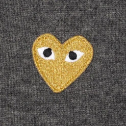 Gold Heart Sweater - Grey -Fashion Clothing Store comme des garcons play gold heart sweater grey 3