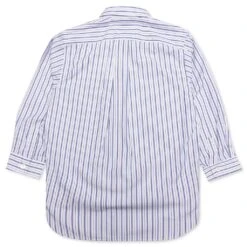 Kid's Striped Shirt - White/Blue/Brown -Fashion Clothing Store comme des garcons play kids striped shirt whitebluebrown 2