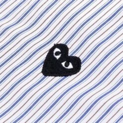 Kid's Striped Shirt - White/Blue/Brown -Fashion Clothing Store comme des garcons play kids striped shirt whitebluebrown 3