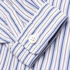 Kid's Striped Shirt - White/Blue/Brown -Fashion Clothing Store comme des garcons play kids striped shirt whitebluebrown 4
