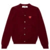 Knit Cardigan Red Heart - Burgundy 2 Knit Cardigan Red Heart - Burgundy -Fashion Clothing Store comme des garcons play knit cardigan red heart burgundy