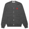 Knit Cardigan Red Heart - Grey -Fashion Clothing Store comme des garcons play knit cardigan red heart grey