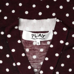 Polka Dot Cardigan Black Heart - Burgundy 8 Polka Dot Cardigan Black Heart - Burgundy -Fashion Clothing Store comme des garcons play polka dot cardigan black heart burgundy 2
