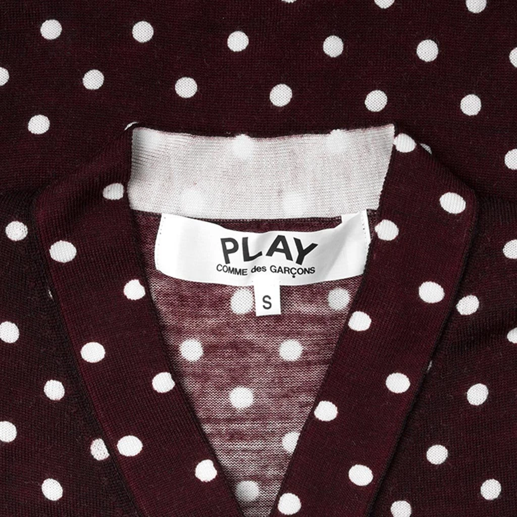 Polka Dot Cardigan Black Heart - Burgundy 5 Polka Dot Cardigan Black Heart - Burgundy - Image 3