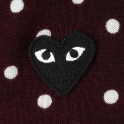 Polka Dot Cardigan Black Heart - Burgundy 9 Polka Dot Cardigan Black Heart - Burgundy -Fashion Clothing Store comme des garcons play polka dot cardigan black heart burgundy 3