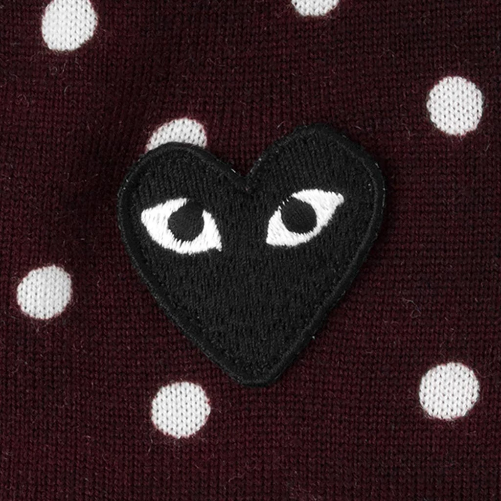 Polka Dot Cardigan Black Heart - Burgundy 6 Polka Dot Cardigan Black Heart - Burgundy - Image 4