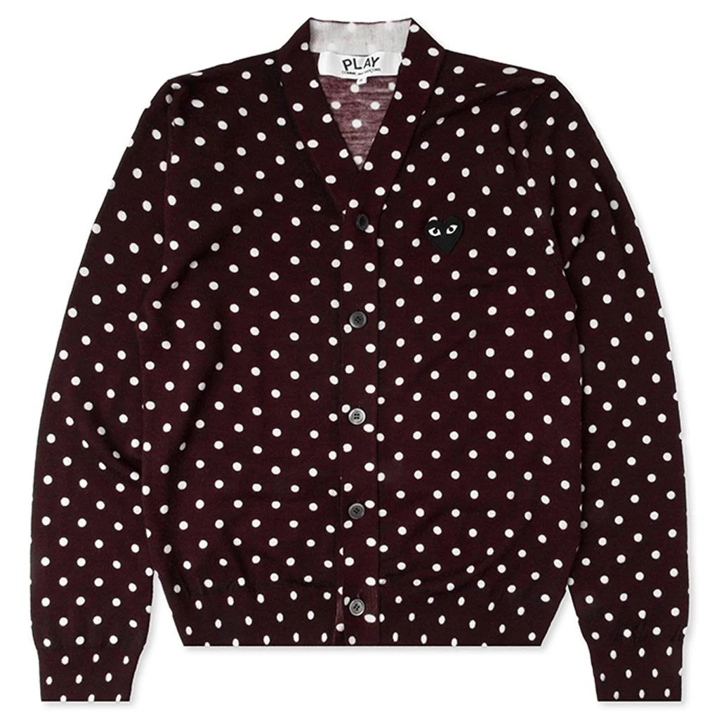 Polka Dot Cardigan Black Heart - Burgundy 3 Polka Dot Cardigan Black Heart - Burgundy