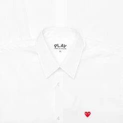 Small Emblem Button Down - White -Fashion Clothing Store comme des garcons play small emblem button down white 2