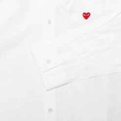 Small Emblem Button Down - White -Fashion Clothing Store comme des garcons play small emblem button down white 4