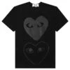 Women's Double Hearts T-Shirt - Black/Black -Fashion Clothing Store comme des garcons play womens double hearts t shirt blackblack