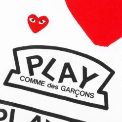 Women's Red Multi Logo L/S T-Shirt - White -Fashion Clothing Store comme des garcons play womens red multi logo ls t shirt white 3