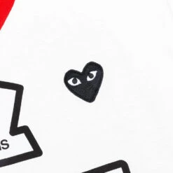 Women's Red Multi Logo L/S T-Shirt - White -Fashion Clothing Store comme des garcons play womens red multi logo ls t shirt white 4