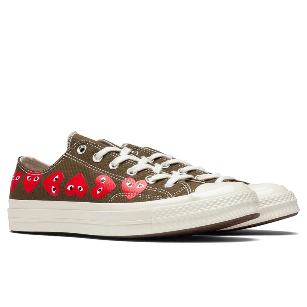 Converse X Comme Des Garcons PLAY All Star Chuck '70 Ox "Multi Heart" - Khaki 4 Converse X Comme Des Garcons PLAY All Star Chuck '70 Ox "Multi Heart" - Khaki - Image 2
