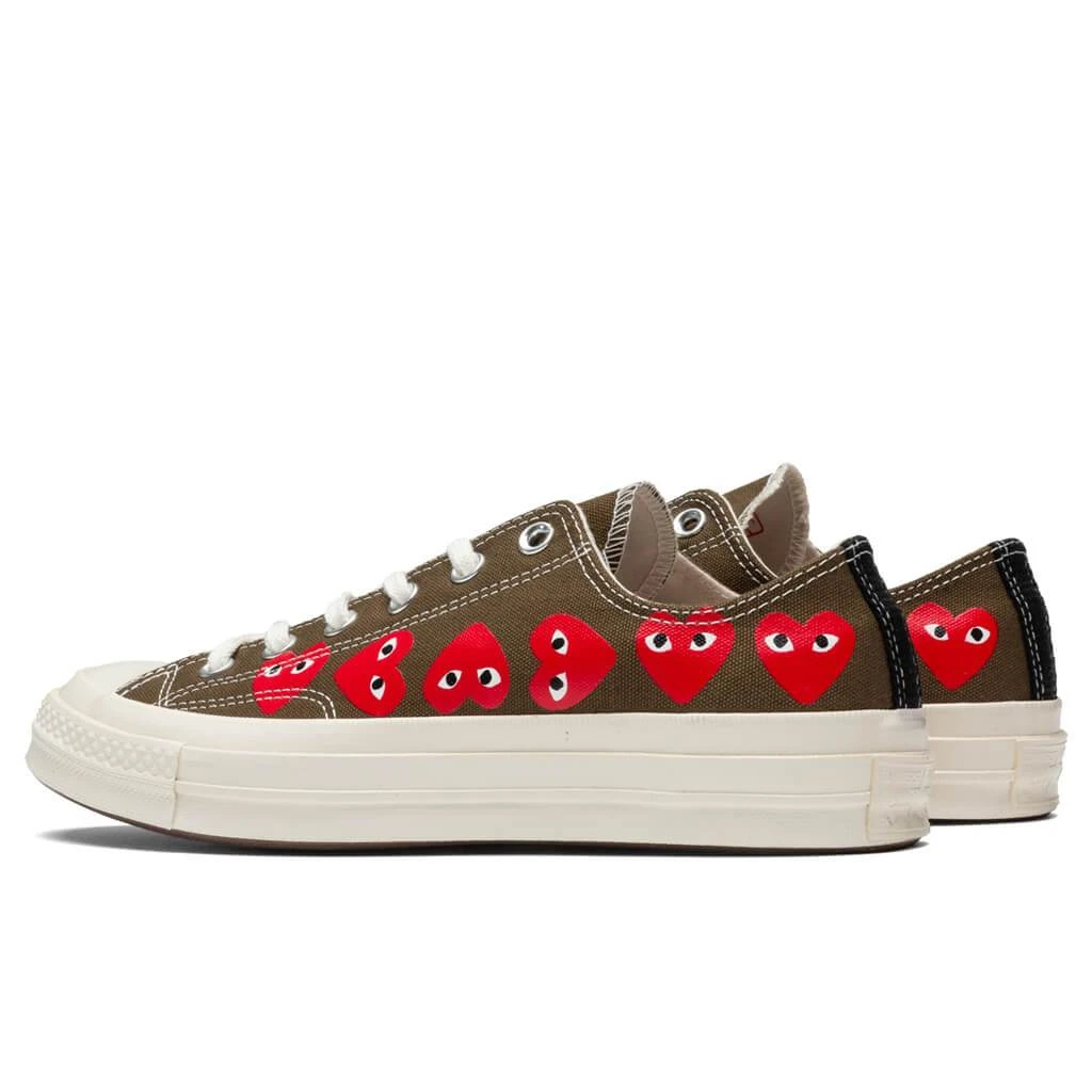 Converse X Comme Des Garcons PLAY All Star Chuck '70 Ox "Multi Heart" - Khaki 5 Converse X Comme Des Garcons PLAY All Star Chuck '70 Ox "Multi Heart" - Khaki - Image 3