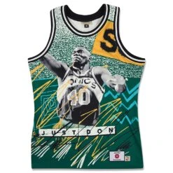 Just Don 'Seattle Supersonics' Sublimated Jersey - Pattern Kelly Green