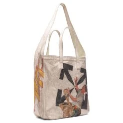 Pascal Vintage Canvas Tote Bag - Beige/Yellow -Fashion Clothing Store off white co virgil abloh pascal vintage canvas tote bag beigeyellow omna136f20fab0016118 os 3