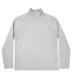 Mesh Doubleknit Half Zip L/S - Heather Grey