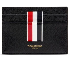 Intarsia Stripe Single Card Holder -Black