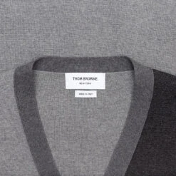Milano Stitch V-Neck Cardigan - Grey -Fashion Clothing Store thom browne milano stitch v neck cardigan grey 3